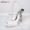 Wholesale OEM white satin wedding shoes open toe slingback bridal shoes
