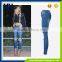 Popular in Euramerica fringed waist Slim leg opening hole stretch feet jeans trousers
