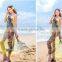 Hot Selling 2015 Lastest Design Imitated Silk Yellow Beach Holiday Scarf