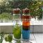 500ml wide top pyrex glass water bottle with bamboo top
