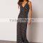 clothing factory fashion sexy low neckline polka dot jumpsuits and one piece for women 2016