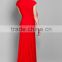 Cheap New V Neck Short Sleeves Prom Dresses Brush Train Mermaid Red Vintage Evening Dress HA-152