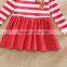 (LH5908) 4-8Y nova kids wear red Neat new girl dresses striped fancy dresses latest cotton frock designs kids embroidery dress
