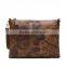 Vintage digital flower printing ladies bag with wristlet strap dark brown crossbody bag