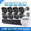 1080P 8 Channel CCTV System With 8PCS Outdoor Weatherproof P2P CCTV Array Leds Nightvision 2.0MP POE IP Camera NVR Kits