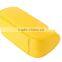 Yellow Leather Cosmetic Bag Special Shape Metal LOGO Since 1997