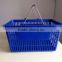 RH-BPH25-3 25L Plastic Supermarket Basket With Metal Handles