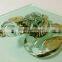 Crystal Gecko / Lizard Hand Blown Clear Glass Art Gold Trim Figurines Home Decor / Reptile animals Collection / Gift