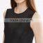 Customized Lady Apparel Modern Luxurious Black Satin Knee-length Dress(DQM044D)