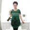 Middle aged women fashion beaded lace loose printed blouse