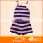 Child Girl Stripes With Bowknot Shorts Jumpsuit Outfit Wear