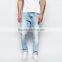 OEM services factory light blue plain fashion skinny jeans boys