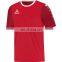 China Embroidery logo splice colors short sleeve men's custom polyester black and red soccer jersey