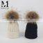 Top Quality Big Fur Pom Pom Kids Hats Raccoon Fur Balls Baby Knitted Hat