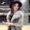 2016 New Fashion Wholesale Luxury Design Women's Winter Grey Fox Fur Coat