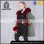 High quality wholesale ladies fur long coat with fox fur collar