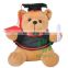 Customized size Stuffed Plush Teddy bear Animal Graduation Bear Doll with glass cap clothing diploama For Ceremony Gift Toy