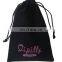 custom black velvet jewelry pouch with drawstrings on both sides printed logo on pouches free sample