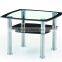 modern and black tempered glass and stainless steel leg coffee table