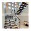 DIY stair kits glass railing timber tread straight staircases for villa