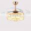 Modern luxury living room lighting crystal chandelier led ceiling fan with remote control switch Fan Chandelier Lighting