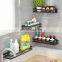 Kitchen Spice Rack Wall Mounted Punch Free Seasoning Shelf Storage Organizer Hanging Rack Bottle Rack