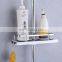 ABS Shower Rod Lift Hollow Storage Shelf Organizer Tray Holder Detachable Bath Storage rack with Buckle and Shower Head Hook