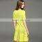 hot new arrival desgin for women kint hollow pattern round neck dress with half sleeves design