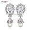 Brilliant Quality Big Style Flower Fake Pearl Jewellery Bohemian Cubic Zirconia Earrings