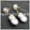 LFD-05E Newest Druzy 24k Gold Pave Rhinestone Crystal Pearl Stud Earring / Drop Earrings Jewelry Making