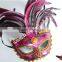 Rose Red Cock Feather Halloween Mask Party Supplies