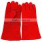 4 inch cow split leather welding gloves / red leather gloves men