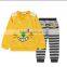 children clothes for boy 2 pcs set cotton material yellow coat with stripe pants