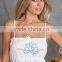 White cotton night dress and robe with blue embroidery