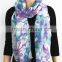 Purple Floral Print Blended Scarf