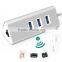 USB Ethernet Hub 3 Port, Aluminum Body for iMac, MacBook/ Pro/ Air, Mac Mini and More PC
