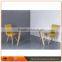Top Quality Wooden Dining Table With Tempered Glass Top Designs