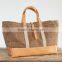 Custom high quality waxed canvas tote bag with leather handles unisex