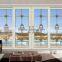 Wooden grain color 4 panels double tempered aluminium glass sliding doors