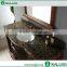With double bowl size one piece bathroom sink and baltic brown granite countertop