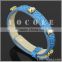 Bright colorful genuine leather watchband adjustable with metal snake design bracelet