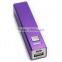 External phone charger 2600mah,portable Aluminum metal lshell power bank,