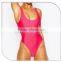 Hot Design Young Sexy Women Pale Pink Thong Nylon Bodysuit