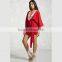 smooth knit Striped Trim Tunic striped ribbed trim V-neckline HSH 6063