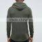 Hot Sale Custom OEM Longline Size Zip With Hood Green Men's Cotton Spandex Breathable Plus Size Casual Slim Plain Solid Hoodies