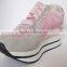 Fashionable PU insole grey and pink PU upper shoes for women