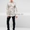 Fashion Design Mens Camo Long Sleeve Tee with Thumbhole OEM Regular Fit Longline Curved Hem T Shirt Wholesale