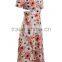 Hot Selling Elegant Women's Wear Fashion Flower Print Dreses Sexy v Neck Dresses