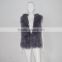 SJ007-01 Light Gray Plus Size Hood Lady Turkey Feather Clothing Vest