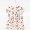 Printed basic round neck girls party dresses with short sleeves